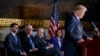 President Donald Trump speaks during a Congressional Gold Medal ceremony honoring former Senator Bob Dole on Capitol Hill, Wednesday, Jan. 17, 2018, in Washington.