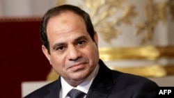 Le président égyptien Abdel Fattah el-Sissi fait une déclaration après une réunion à l'Elysée à Paris, le 26 novembre 2014.