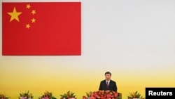 ប្រធានាធិបតីចិនលោក Xi Jinping ថ្លែងសុន្ទរកថា ក្រោយការស្បថចូលកាន់តំណែងរបស់មេដឹកនាំនិងរដ្ឋាភិបាលថ្មីរបស់ហុងកុង នៅខួបទី២៥នៃការផ្ទេរអំណាចគ្រប់គ្រងដែនដីនេះពីអង់គ្លេសមកចិនវិញ កាលពីថ្ងៃទី១ ខែកក្កដា ឆ្នាំ២០២២។