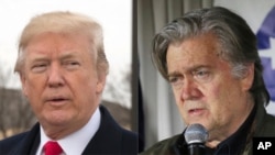 Le président Donald Trump, à gauche, et son ancien conseiller Steve Bannon.