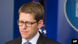 White House press secretary Jay Carney Nov. 7, 2013. (AP Photo/ Evan Vucci)