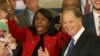 Supporters of Democratic Alabama U.S. Senate candidate Doug Jones celebrate at the election night party in Birmingham, Alabama, U.S., Dec. 12, 2017.