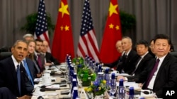 美國總統奧巴馬在與中國國家主席習近平在華盛頓召開的核安全峰會期間舉行會晤(2016年3月31日)
