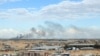 Smoke rises during an Israeli ground operation in Khan Younis, as seen from Rafah