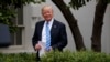 President Donald Trump arrives in the Kennedy Garden of the White House in Washington, May 1, 2017.