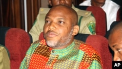 Le leader séparatiste Nnamdi Kanu lors d'une audience à Abuja, le 29 janvier 2016.