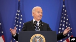Biden akizungumza kuhusu sera ya kigeni katika hotuba kwenye wizara ya mambo ya nje ya Marekani, Januari 13, 2025. Picha ya AP